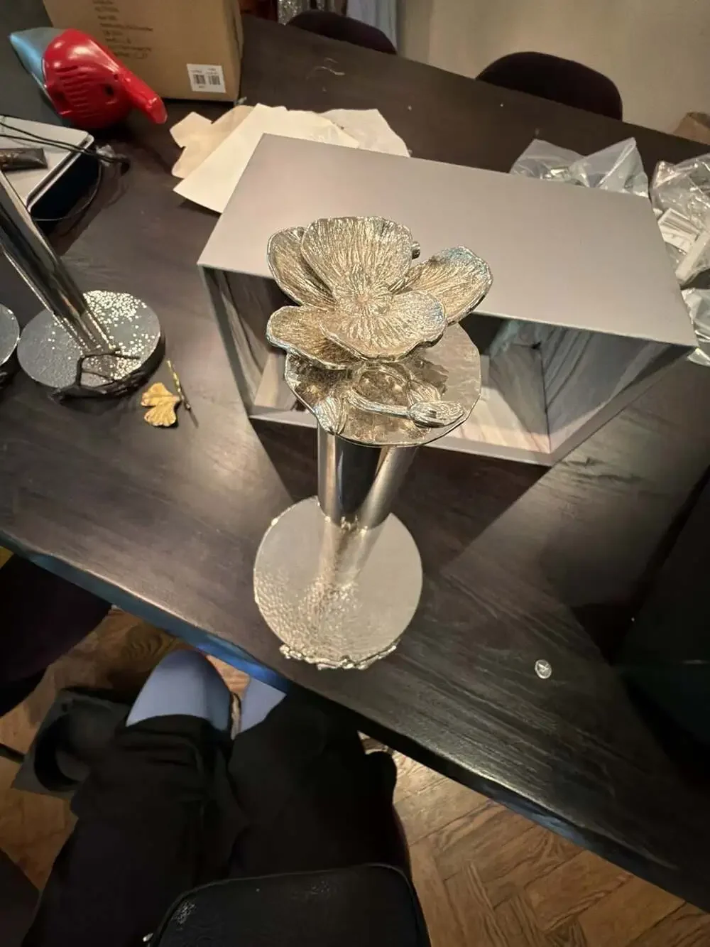 As is Michael Aram white orchid Paper Towel Holder misting flower. Ships in Aram
